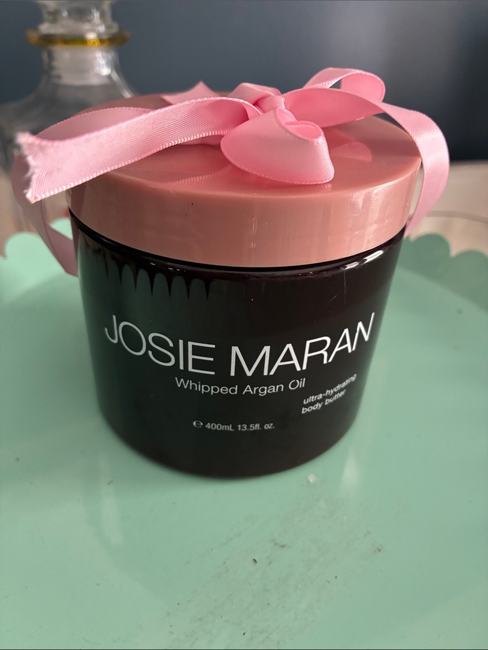 NWOT JOSIE MARAN Whipped Argan Oil Body Butter — Pink Lid & Dark Brown Jar